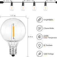 Brightown Outdoor String Lights - 100 FT Patio Lights with 50 LED G40 Globe Plastic Bulbs, All Weatherproof Connectable Commercial Hanging Light for Outside Backyard Porch Cafe - Image 2