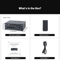 Stereo Receiver & Amplifier Home Audio Amp, AK45 Bluetooth Receiver for Home Stereo, 300Wx2, Bluetooth 5.0, 2 Channel, w/FM & Karaoke, w/USB/SD/RCA/MIC/FM in, w/Remote, for Garage Party Market - Image 6