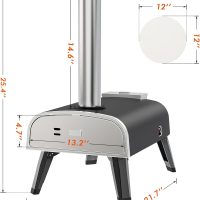 Outdoor Pizza Oven aidpiza 12" Wood Pellet Pizza Ovens With Rotatable Round Pizza Stone Portable Wood Fired with Built-in Thermometer Pizza Stove for Outside Backyard Camping Picnics - Image 9