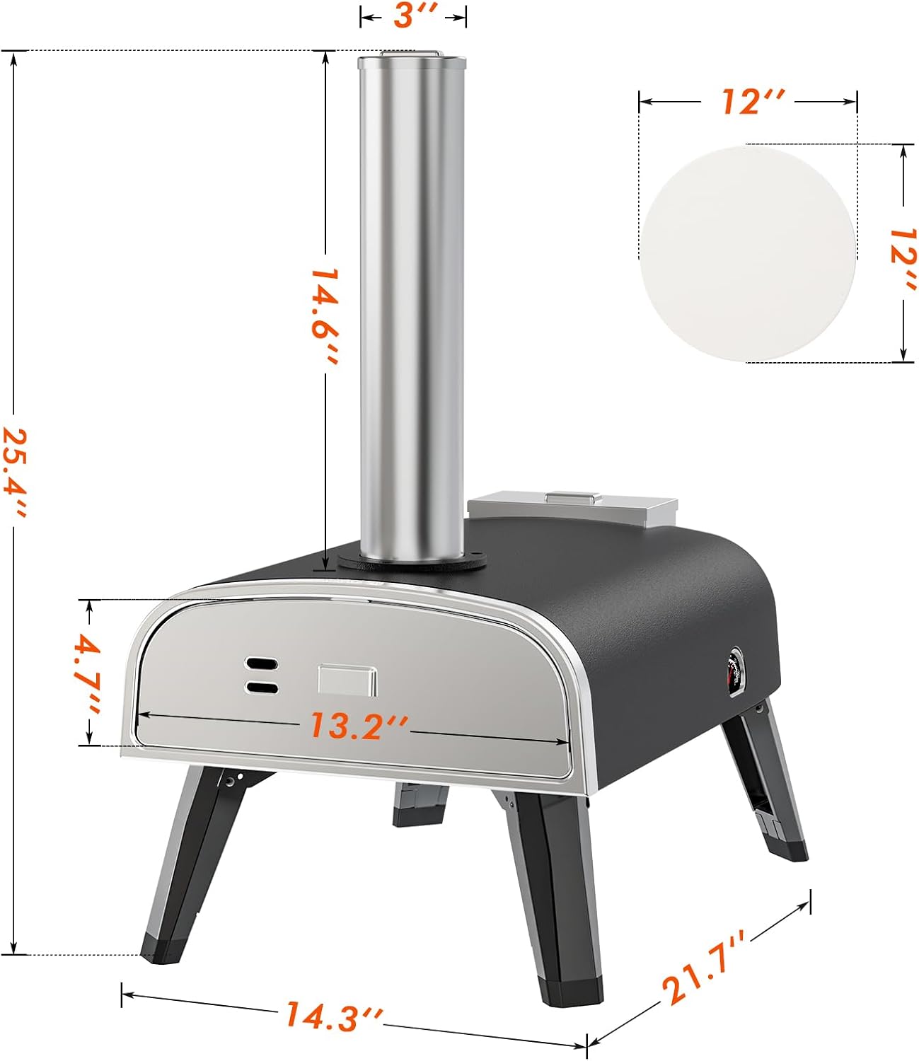 Outdoor Pizza Oven aidpiza 12" Wood Pellet Pizza Ovens With Rotatable Round Pizza Stone Portable Wood Fired with Built-in Thermometer Pizza Stove for Outside Backyard Camping Picnics - Image 9