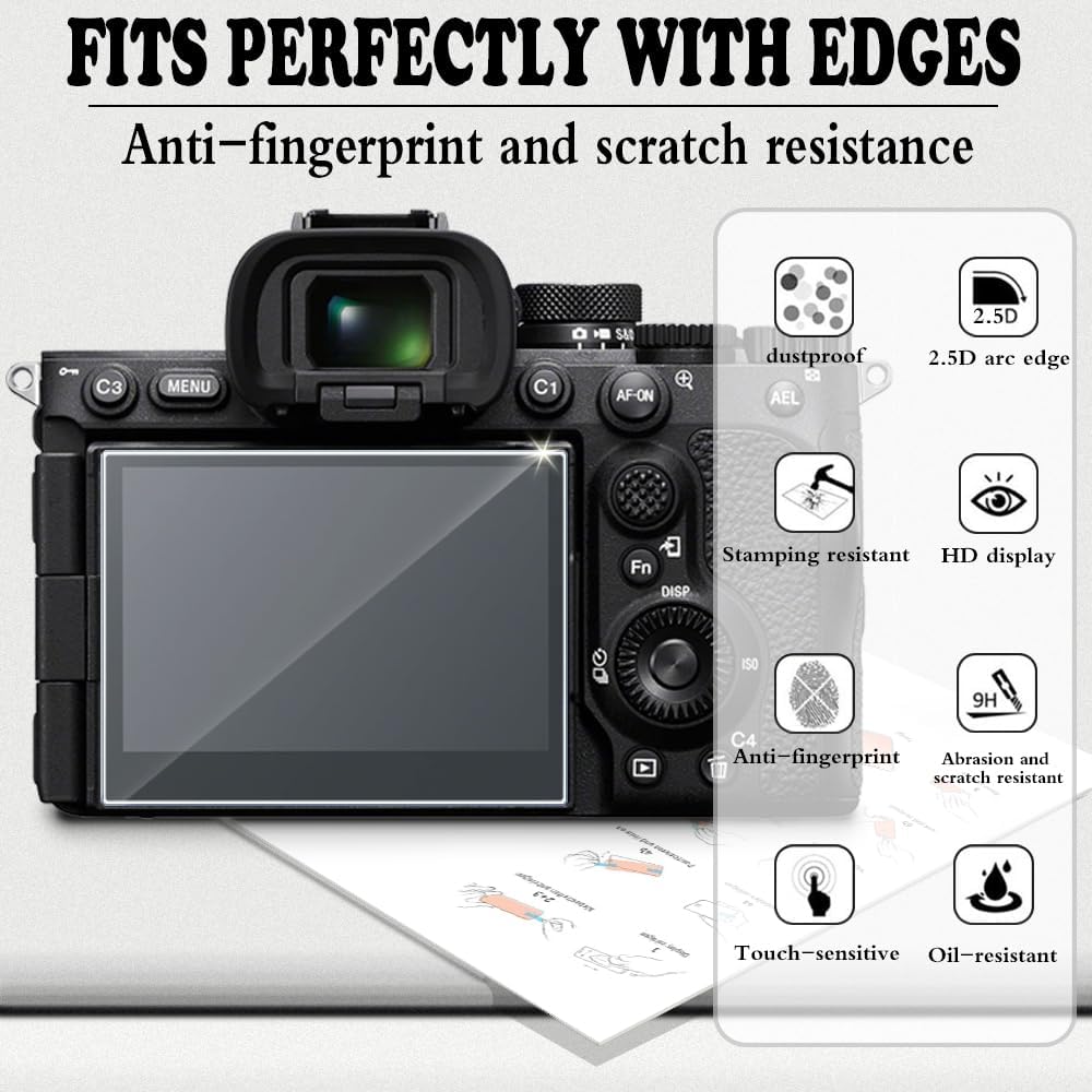 Screen Protector Compatible for Sony Alpha A7R5 / 7R V Camera,Tempered Glass Film Anti Scratch High Definition and Soft Silicone Case for Sony A7R5 - Image 3