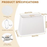 Rectangle White Lamp Shade, Square Large Linen Lamp Shades, Top 7"x12.5", Bottom 9"x15", Height 9.8", Includes 1 Harp Holder,2 Adapters, Fits Table,Floor and Wall Lamp Shades, Easy Assembly - Image 4