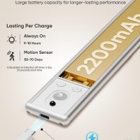 Under Cabinet Lighting Wireless, 2200mAh Rechargeable Battery Operated Motion Sensor Light Indoor, 3 Color Temps Under Counter Light, Dimmable Wireless Closet Lights w/Remote for Kitchen,Pantry,4 Pack - Image 4