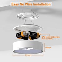 TOOWELL Motion Sensor Ceiling Light Battery Operated Indoor/Outdoor LED Ceiling Lights for Closet Hallway Pantry Laundry Stairs Garage Bathroom Shower Porch Shed Wall 400LM Motion Activated Light - Image 3