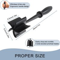 Meat Chopper, 5 Curve Blades Ground Beef Masher, Heat Resistant Meat Masher Tool for Hamburger Meat, Ground Beef, Turkey and More, Nylon Hamburger Chopper Utensil Non-scratch Utensils - Image 3