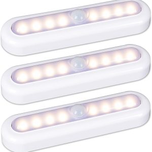 STAR-SPANGLED 3 Pack 7” Motion Sensor Lights Indoor Battery Operated, Stick on LED Light for Closet, Stairs, Under Cabinet, Warm White