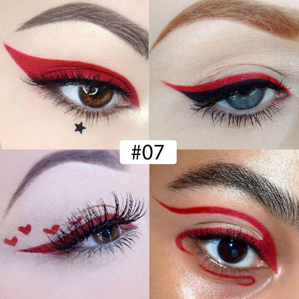 evpct 1Pcs Dark Red Liquid Eyeliner Waterproof Dark Red Eye Liners for Women, Eyes Wing Eyeliner Stamps Shapes Colored Eyeliner delineador de ojos a prueba de agua contra el agua blanco para ojos - Image 3