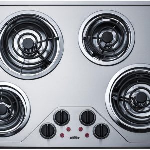 Summit 30" 4 Burner Electric Cooktop, 230 Volt Coil Electric Cooktop, ADA compliant, Stainless Steel- CR430SS