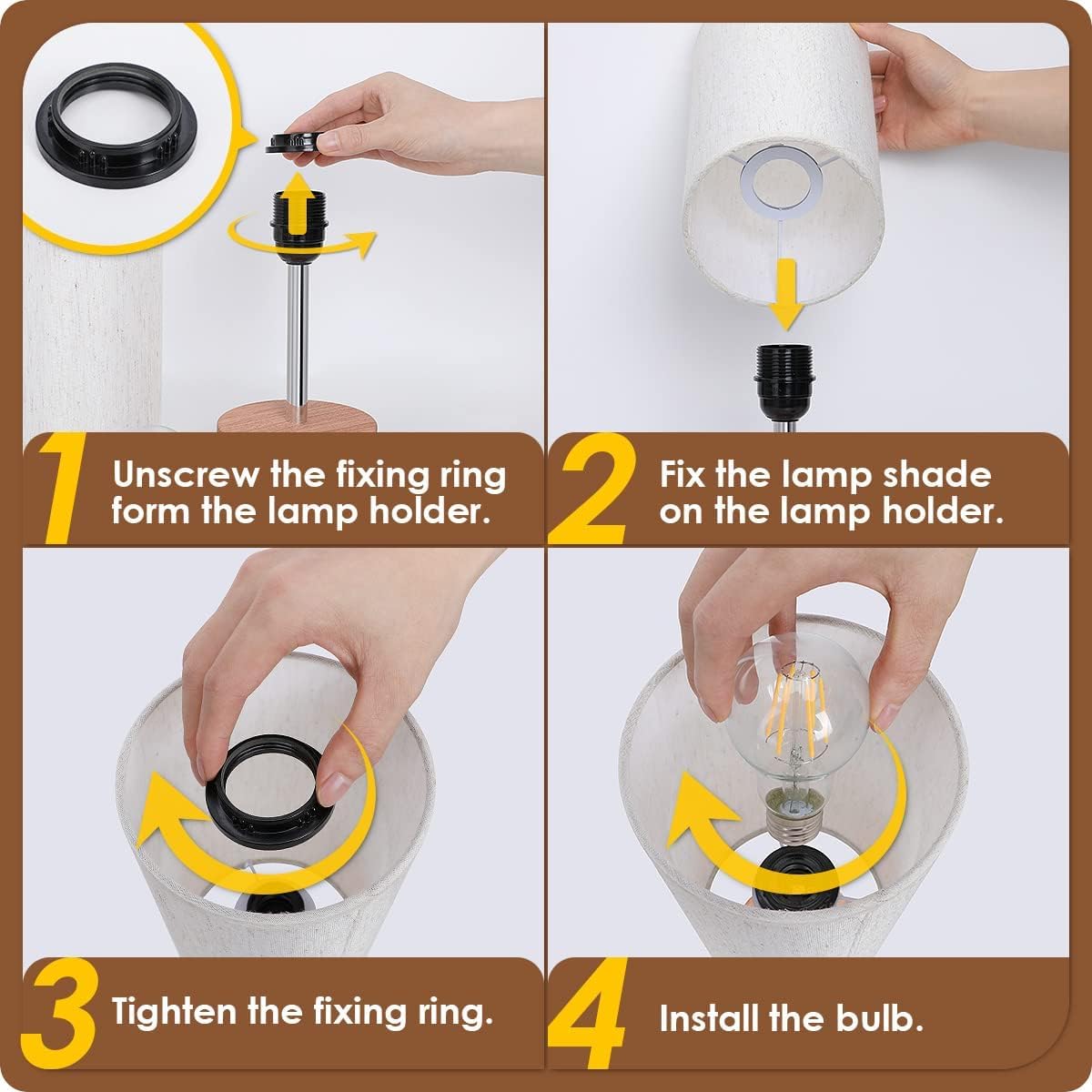 Yarra-Decor Bedside Table Lamp with USB Port - Touch Control for Bedroom Wood 3 Way Dimmable Nightstand Lamp with Round Flaxen Fabric Shade for Living Room, Dorm, Home Office (LED Bulb Included) - Image 7