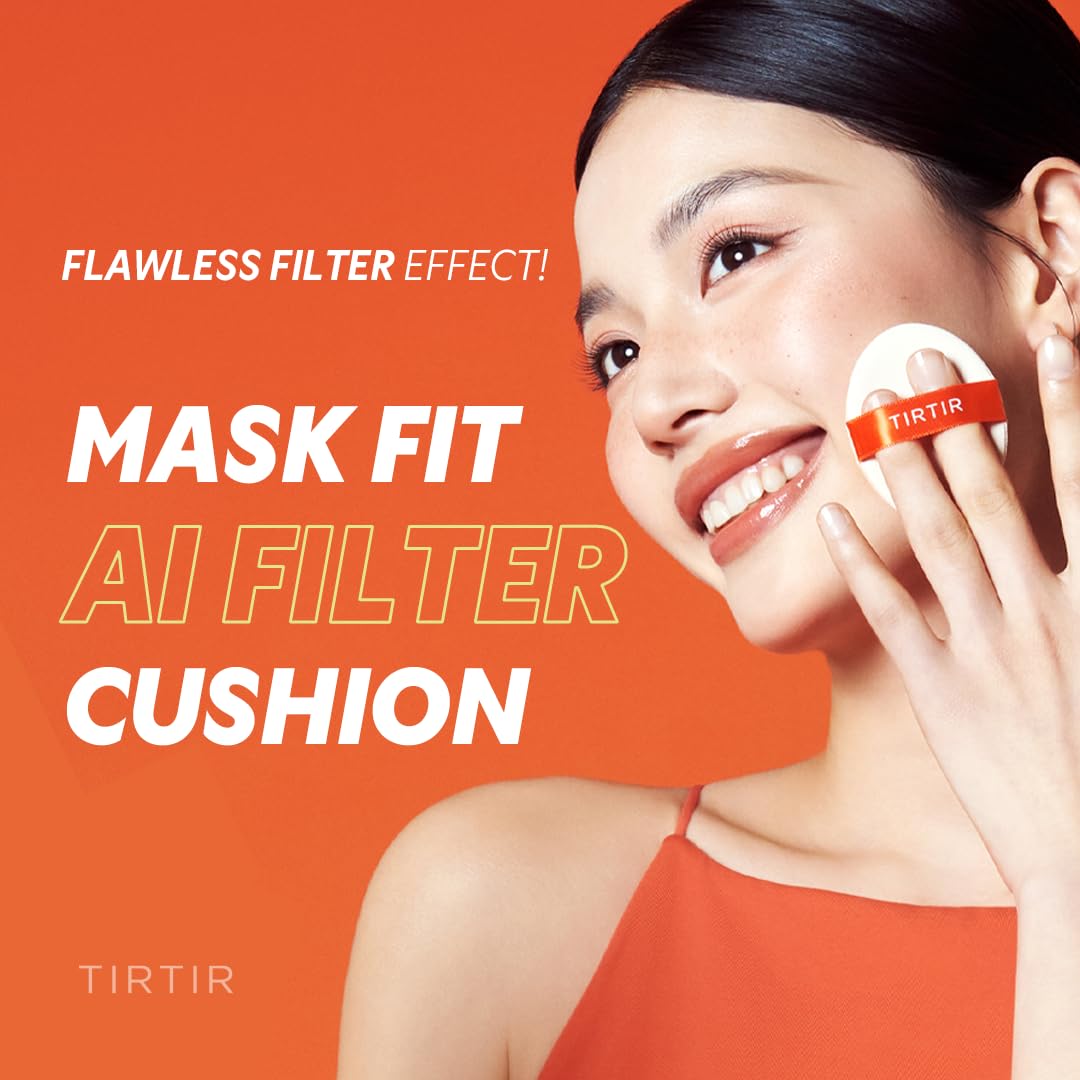 TIRTIR Mask Fit Ai Filter Cushion Foundation | AI-Like Semi-Matte Finish - Up to 72-Hour Medium to Full Coverage Korean BB Cushion Make up Beauty, #23N Sand, 0.63 Fl Oz - Image 2