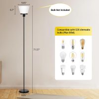 LED Floor Lamp Tall Standing Lamp, Black Modern Torchiere Floor Lamps for Bedroom Living Room Office, Bright Floor Lamp with White Plastic Shade, Bulb Not Included. - Image 4