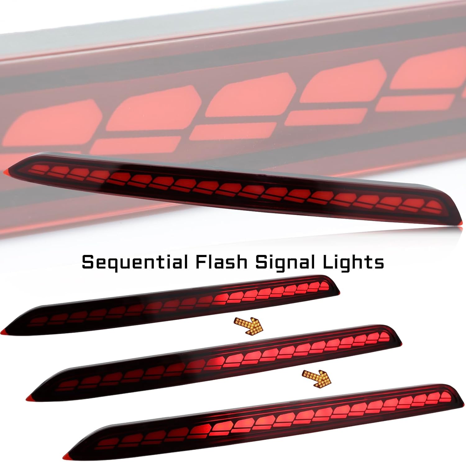 Red Lens LED Rear Reflector Bumper Fog DRL Tail Brake Light Assembly Compatible With Cadillac CT5 2020-2023 Sequential Turn Signal Feature Plug and Play (RED STYLE) - Image 2