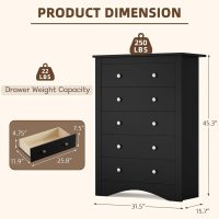 YESHOMY Tall Dresser for Bedroom with 5 Drawers, Modern Chest of Drawers, Wooden Dressers, TV Stand for Living Room,Closet, Hallway (Black) - Image 3