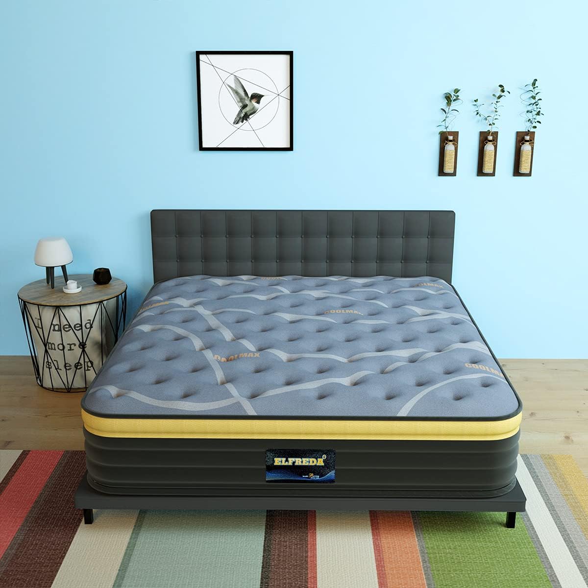 Elfreda Short Queen Mattress, 12 inch Pillow Top Pocket Spring Hybrid RV Mattress, Memory Foam Innersprings Medium Firm,Supportive Pressure Relief 74''x60 Camper in a Bag - Image 2