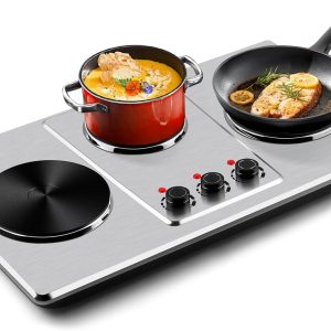 Cusimax Hot Plate,Countertop Triple Burner with 7″Cast Iron Cooktop,Electric Hot Plate for Cooking,11 Level Temperature Setting