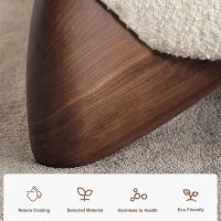 homary Modern Bedroom Furniture Set 2 Piece, White Boucle Queen Size Platform Bed Set & Bedroom Bench with Solid Rubber Wood Legs, Upholstered Headboard for Master Suite or Guest Room - Image 5