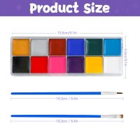 Face Painting Kit for Kids, 12 Colors Oil-Based Face Paint with 2 Brushes, Non-Toxic Halloween Makeup Kit, Professional Face Body Paint for Halloween, Parties, Carnival, School Events - Image 2