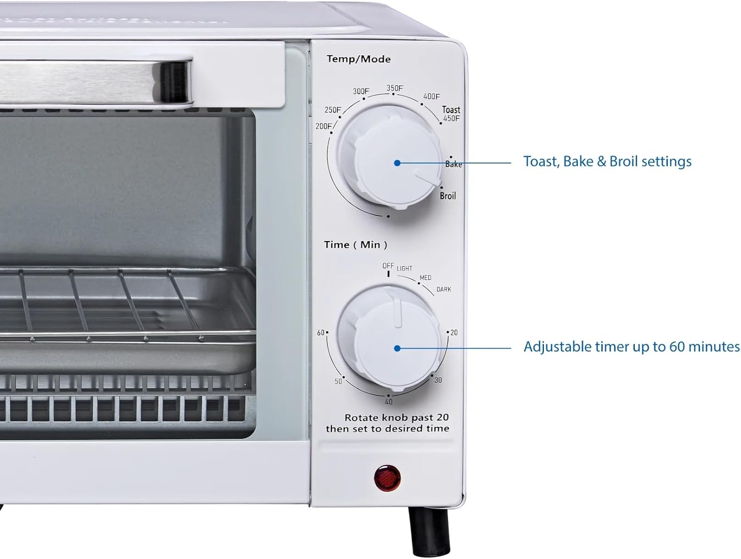 Mainstay Toaster Oven Combo Kitchen Appliances, Fits 9” Pizza, 4 Slice Capacity, Powerful Circulation, Auto Shutoff, Includes Baking Rack Pan Quartz, up to 60 Min, Easy Clean (Arctic White) - Image 2