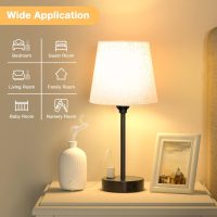 Mini Bedside Lamps for Bedrooms Set of 2 - Nightstand Bedroom Lamps with USB C Port and AC Outlet Charging, Dimmable Touch Small Bed Side Table Lamp, Black Night Stand Light for Kids/Guest Room - Image 5