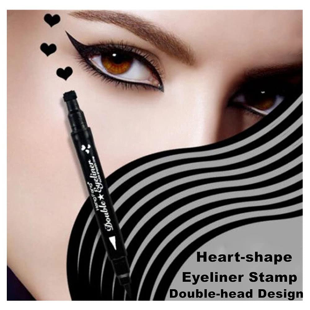 Go Ho 2 PCS Waterproof Liquid Eyeliner Stamps,Double-side Black&Red Smudge-proof Eye Liner,Heart Stamp Eyeliner for Halloween Costumes Makeup,Long-lasting Love Tattoo Tools for Valentines Day - Image 10