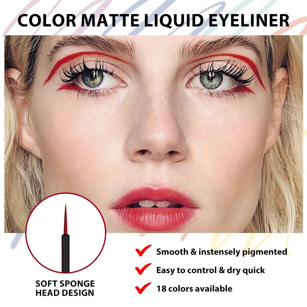 evpct 1Pcs Dark Red Liquid Eyeliner Waterproof Dark Red Eye Liners for Women, Eyes Wing Eyeliner Stamps Shapes Colored Eyeliner delineador de ojos a prueba de agua contra el agua blanco para ojos - Image 2
