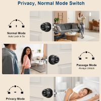 Fingerprint Door Lock, Smart Fingerprint Door Knob with Keypad, Biometric Door knobs with App Control, Auto Lock Door Lock with Code, Keyless Door Knob with Locks for Bedroom, Home,Office-Matte Black - Image 6