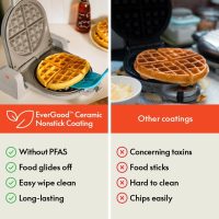 bella Flip-n-Store Waffle Maker with EverGood™ Ceramic Nonstick Coating, Fits-anywhere™ Kitchenware, Power Indicator Light, Cool Touch Handle & Cord Wrap, 7” Wide & 1" Deep Plates, 1000 Watt, Oatmilk - Image 6