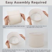 lampshades Set of 2, Drum Lamp Shades Set of 2, Lamp Shades for Table Lamps Easy Assembly Required Lamps Shades Natural Linen Fabric(Beige, 10"x10"x8") - Image 5