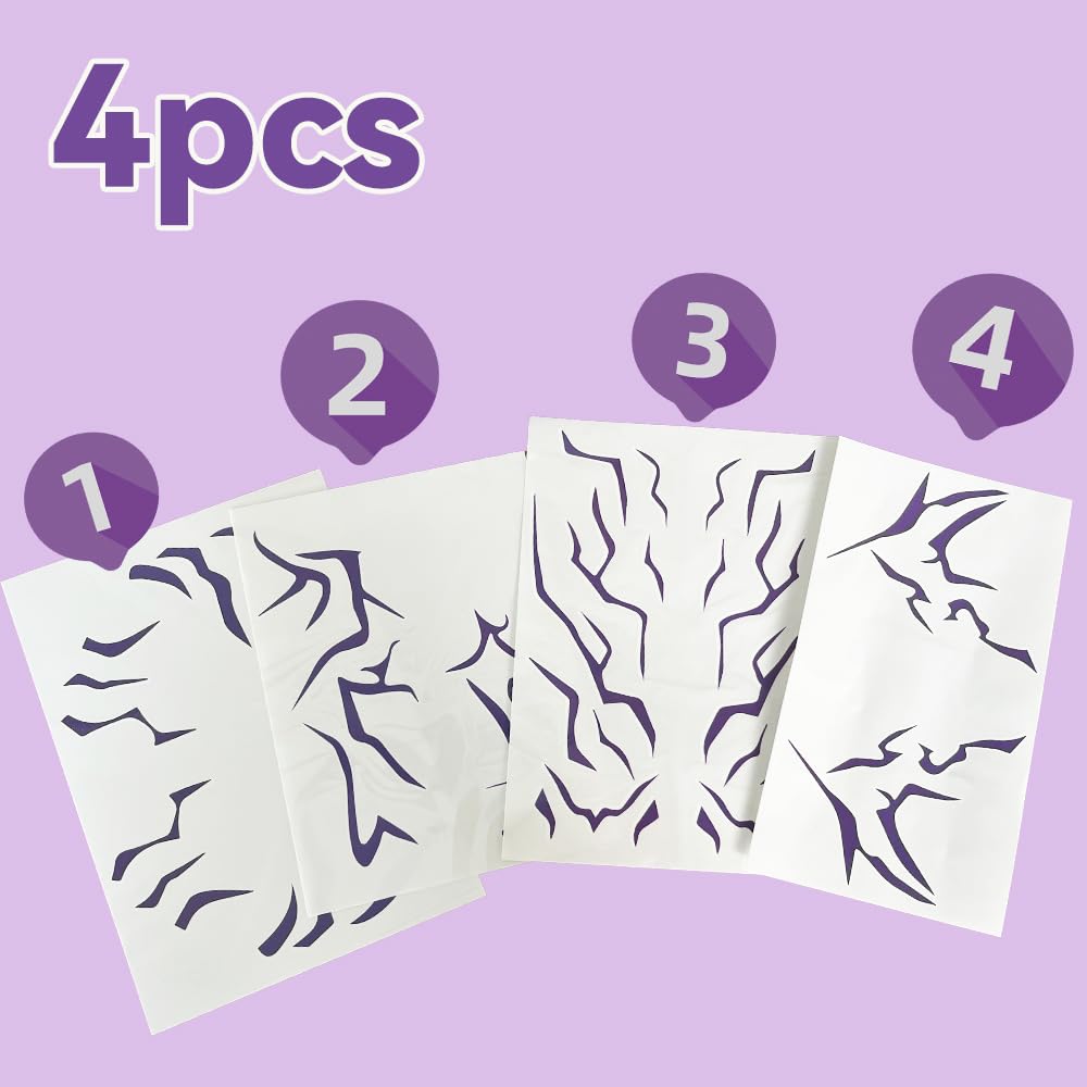 Movie Anime Purple Temporary Tattoos Dance Cosplay, 4pcs Halloween Cosplay Tattoos Stickers Prop Accessories, Water Transfer(Purple) - Image 2