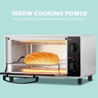 COMFEE' Mini 2-Slice Toaster Oven, Countertop toaster oven, 2-Knobs Easy to Control with Timer for Bake, Broil, Toast, 1000W, Black/White (CO-B08AA(BK)) - Image 4