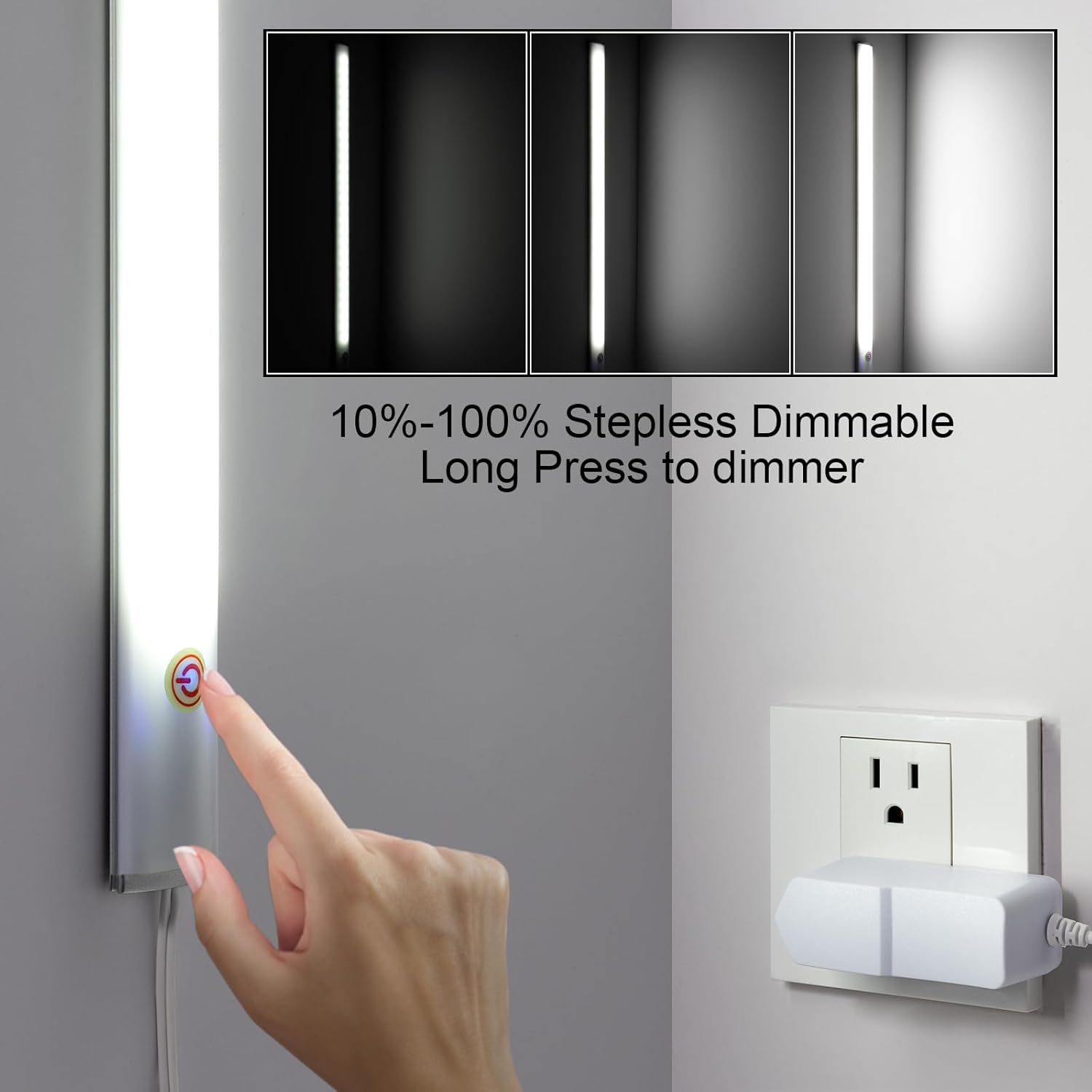 LED Under Cabinet Lighting with Touch Switch, Dimmable Under Cabinet Lights, Under Counter Lighting for Desk, Cold White 6000K - Image 3