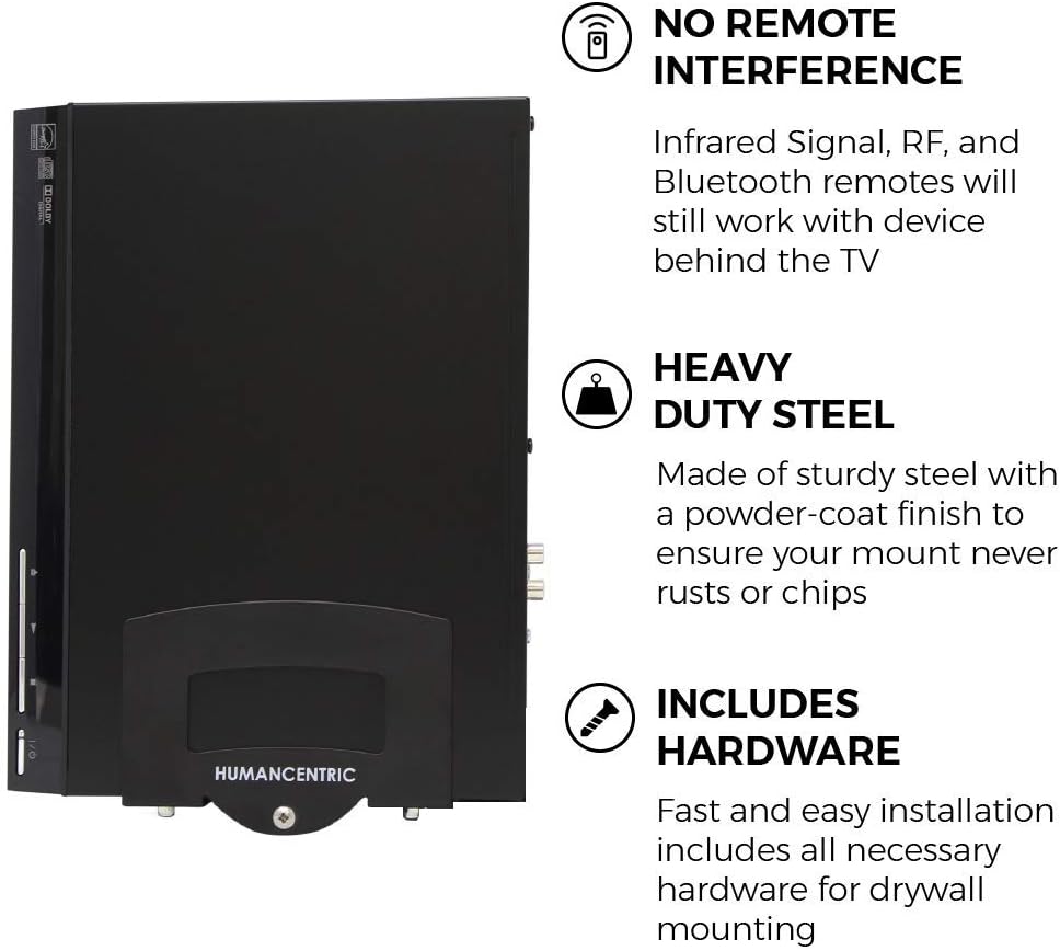HumanCentric Cable Box and Modem Mount, Adjustable Wall Mount for Small and Narrow Devices, Cable Boxes, Modems, DVD Players, Streaming Media Devices, Mount on The Wall Behind TV, Hardware Included - Image 4