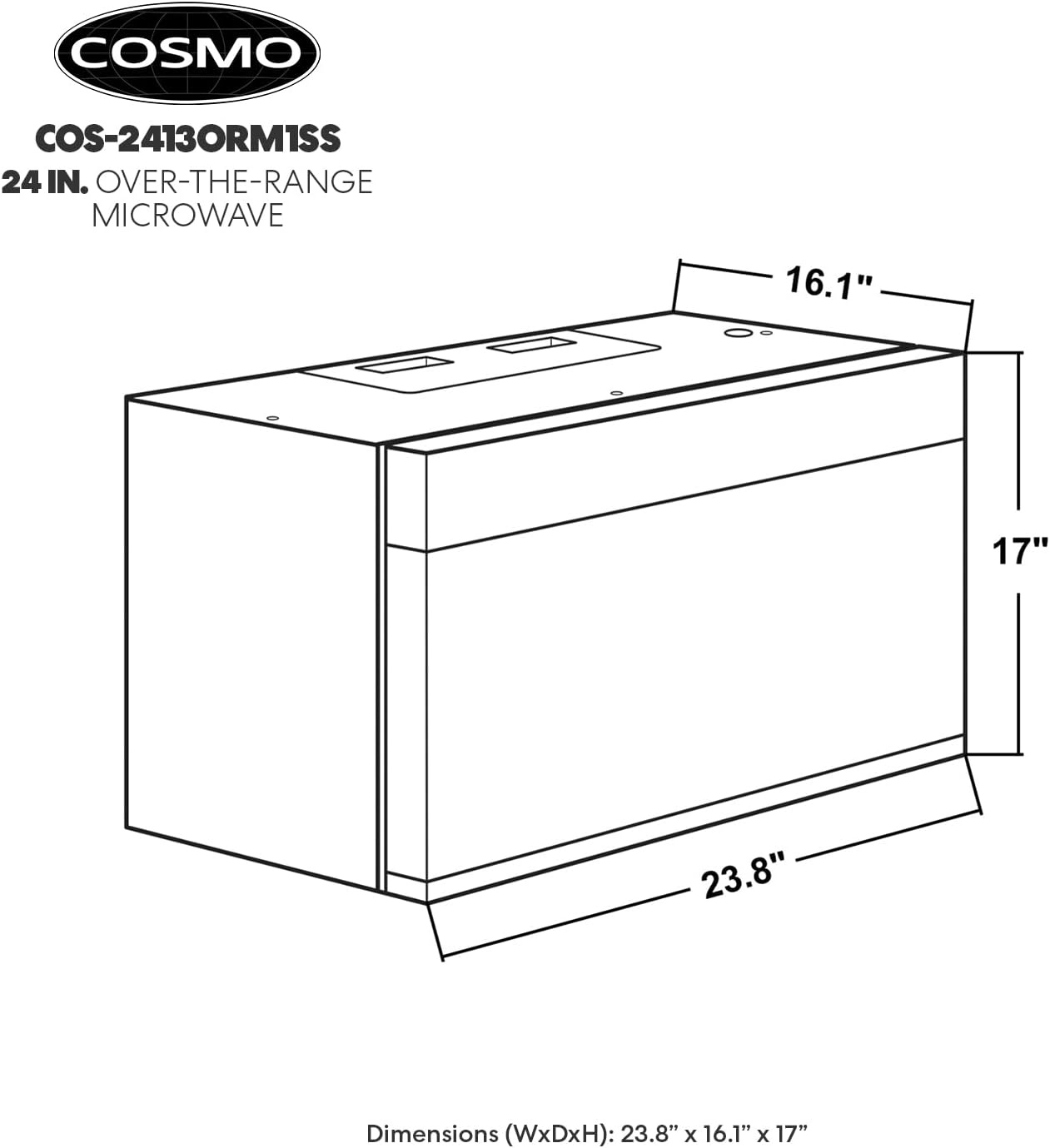COSMO COS-2413ORM1SS 24 in. Stellar Collection 1.34 cu. ft. Over the Range Microwave in Stainless Steel with Vent Fan - Image 5