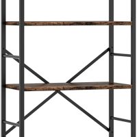 Shintenchi Bookshelf, Arched Bookshelf 5 Tier Bookcase, Tall Shelf for CDs/Books, Home Office Shelf Storage Organizer, Modern Book Shelf for Bedroom/Living Room, Rustic Brown - Image 8