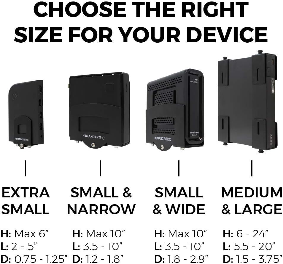 HumanCentric Cable Box and Modem Mount, Adjustable Wall Mount for Small and Narrow Devices, Cable Boxes, Modems, DVD Players, Streaming Media Devices, Mount on The Wall Behind TV, Hardware Included - Image 2