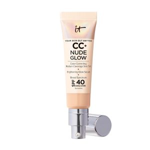 IT Cosmetics CC+ Nude Glow - Medium Coverage Foundation with SPF 40 & Brightening Glow Serum, Lightweight Skin Tint, 2% Niacinamide + Hyaluronic Acid, Up to 24H Hydration, Normal/Dry Skin - 1.08 fl oz