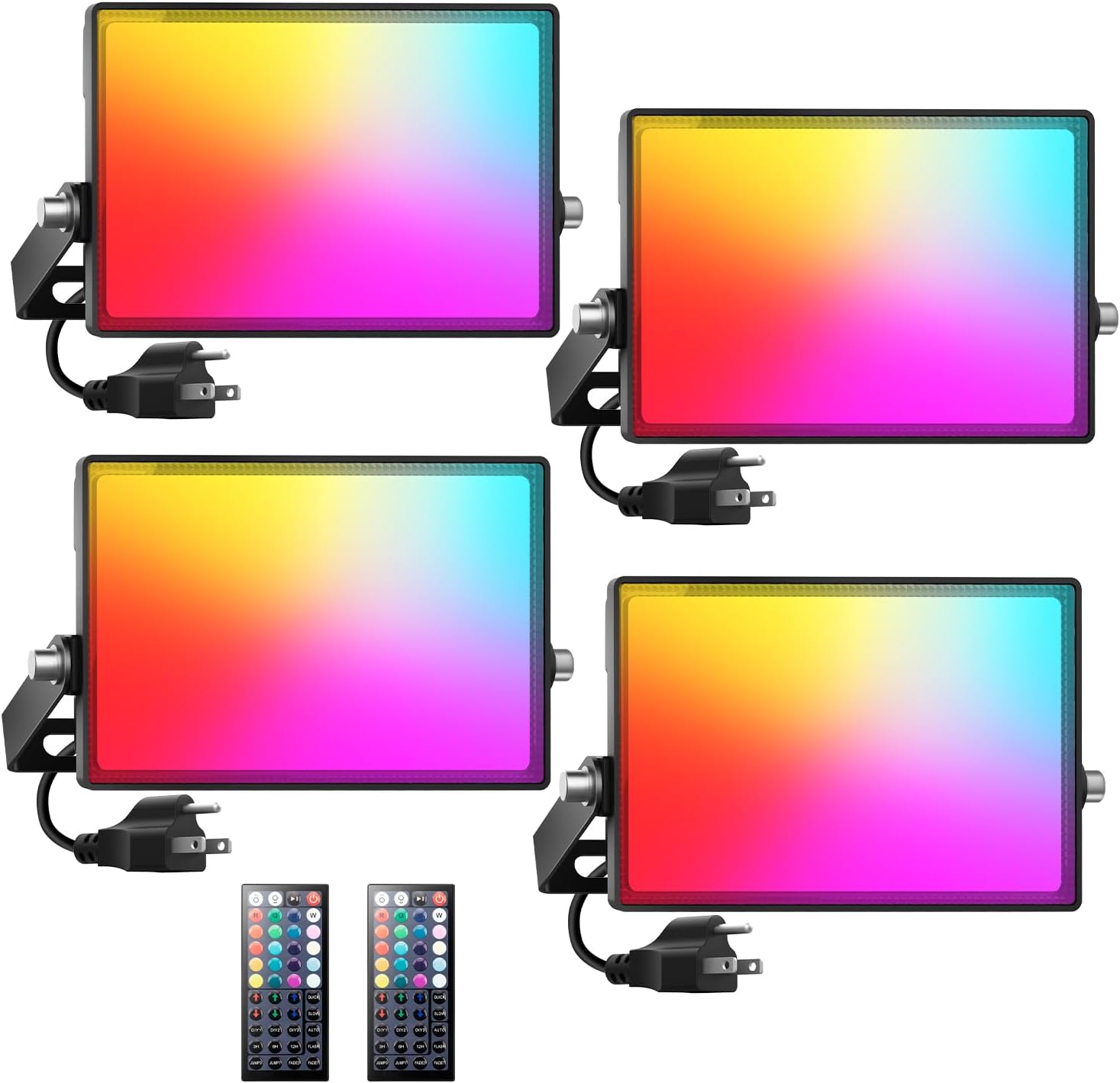 Onforu LED Flood Light Outdoor 30W 2500LM, Color Changing RGBW Floodlight with Remote, 2700K Warm White IP66 Stage Lights Indoor Uplights for Events, Uplighting for Halloween 4 Pack