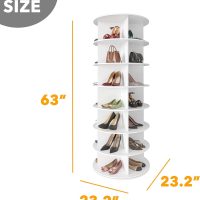 SpaceAid 7 Tier Rotating Shoe Rack Tower, Spinning Shoe Display Lazy Susan, Revolving 360 Shoe Rack Storage Round Carousel, Vertical Handbag Rotate Shoes Closet Organization (7-Tier White) - Image 2