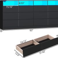 Loomie 12-Cell Divided Drawers Black Dresser with Charging Station & Led Lights for Bedroom, Long 63" Wide Dresser TV Stand for TVs up to 75", Large Dressers Organizer with 4 Open Cubbies - Image 2