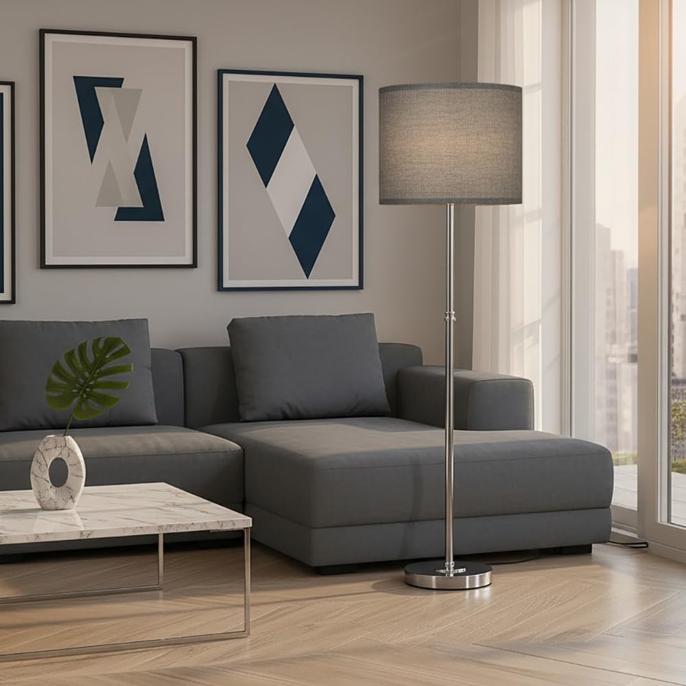 Drum Lamp Shades Set of 2, Gray Lamp Shade for Table Lamp, 13" Top x 13" Bottom x 10" High Fabric Large Lampshade, Decorative Lamp Shades, Easy Assembly Required (Gray) - Image 5