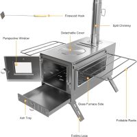 Hot Tent Stove, unho Wood Burning Stove, Portable Wood Stove with 6 Stainless Chimney Pipes for Outdoor Heating & Cooking, Ice Fishing, Hunting,Winter Warmth - Image 5