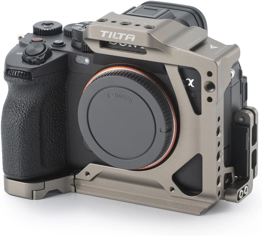 Tilta Half Camera Cage Compatible with Sony a7R V, with Mount Accessories via Cold Shoe and 1/4"-20 Threads with Locating Pins | TA-T46-HCC (Titanium Gray)