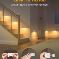 WILLED Stair Lights Indoor,Warm White Rechargeable Night Light,Wireless Motion Sensor Night Light,Battery Stick On Lights for Stairway,Hallway,Kitchen,Closet,Cabinet,Bedroom,Kids' Room(4-Pack) - Image 6