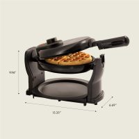 BELLA Classic Rotating Belgian Waffle Maker with Nonstick Plates, Removable Drip Tray, Adjustable Browning Control and Cool Touch Handles, Black - Image 2