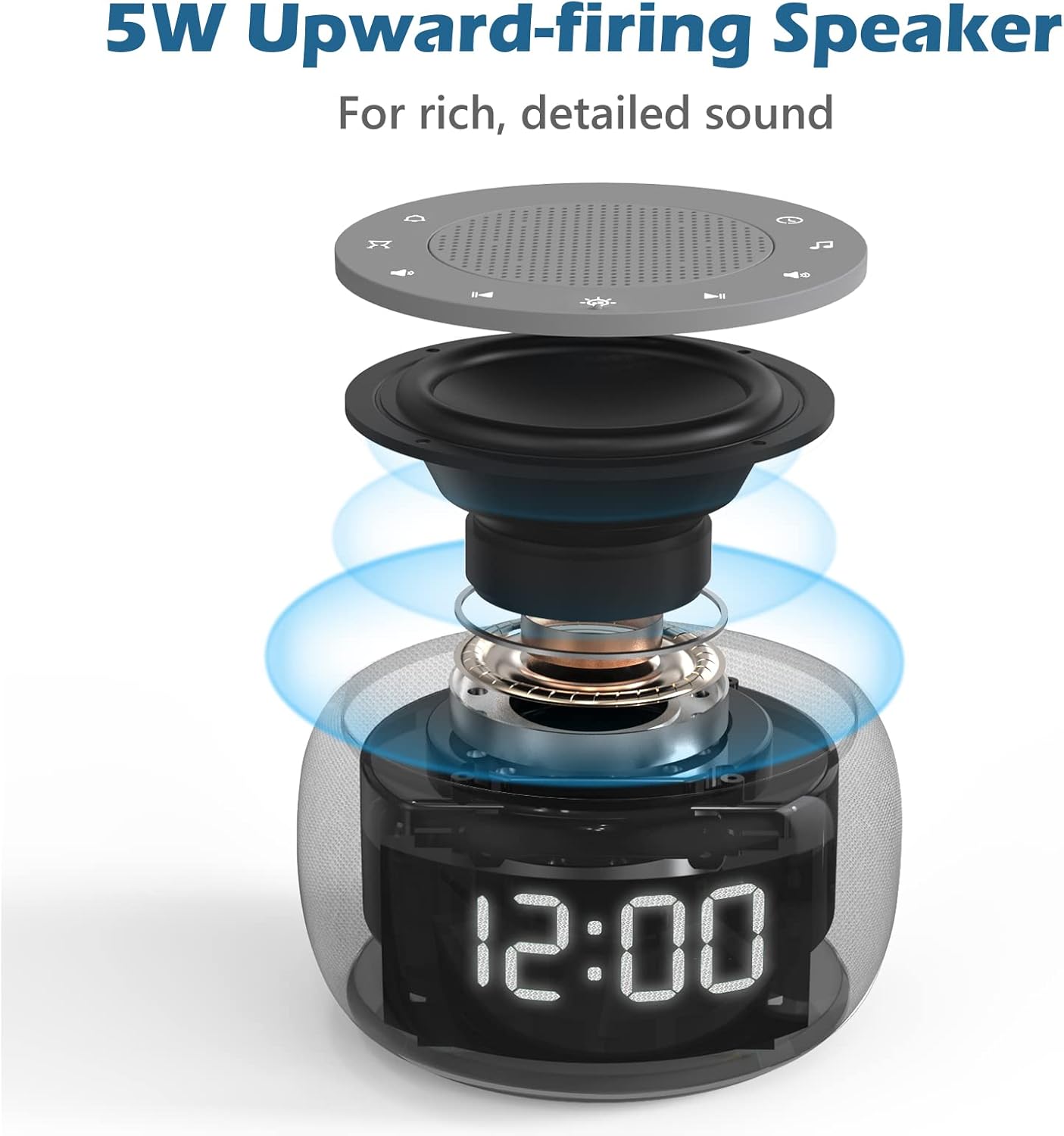 Buffbee Sound Machine & Alarm Clock 2-in-1, 18 Soothing Sound, 7 Night Light, Sleep Timer, Precise 30-Level Volume Control White Noise Machine - Image 3