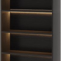 Tribesigns Tall Bookcase Black Bookshelf, 70.8” Large Bookcases Organizer with LED Lights, Heavy Duty Free-Standing Library Bookshelf with 5-Tier Storage Shelves for Living Room, Bedroom (Black) - Image 4