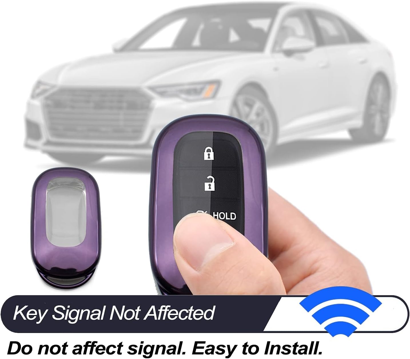 MECHCOS Compatible with 2024 2023 2022 Honda Civic CR-V Accord HR-V Pilot Purple TPU Key Fob Cover Case Remote Holder Skin Protector Keyless Entry Sleeve Accessories - Image 6