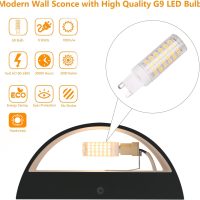 Aipsun Black Modern LED Wall Sconce Indoor Wall Lights 1 Pack Hardwired Up and Down Wall Mount Light for Living Room Bedroom Hallway Corridor Conservatory Warm White 3000K(with G9 Bulbs) - Image 3