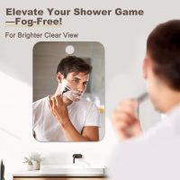 Shower Mirror Fogless for Shaving Anti-Fog Frameless Wall Hanging Makeup,11.81" L x 7.87" W,Gainsboro - Image 4