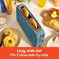 bella 2 Slice Slim Toaster, Fits-anywhere™ Kitchenware, 6 Setting Shade Control with Reheat & Cancel Buttons, Fits sourdough, 10” Long Slot, Anti Jam & Auto Shutoff, 900 Watt, Surf - Image 3